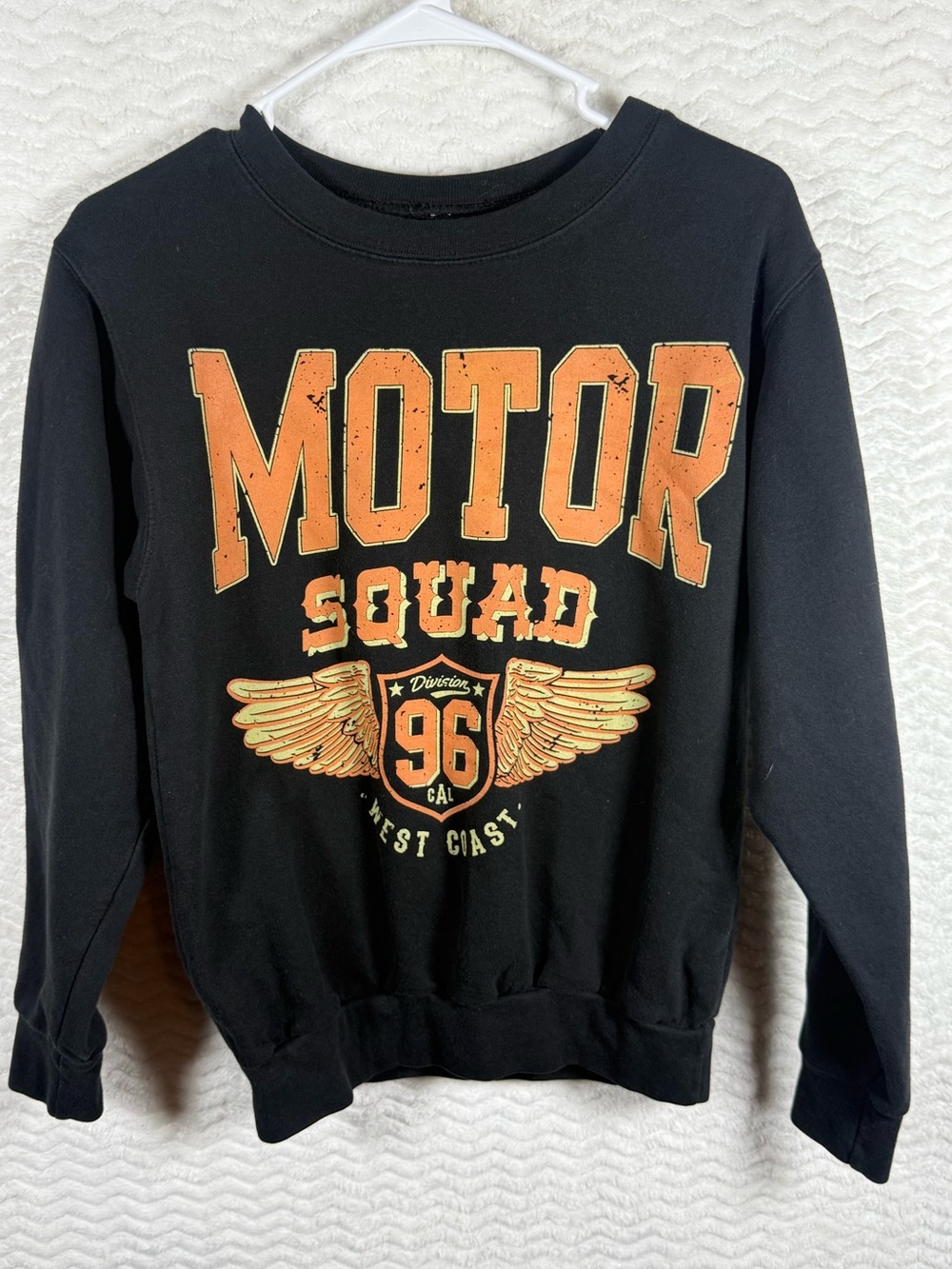 Obsessive Love Motor Squad Graphic Crewneck Sweatshirt - Black/Orange